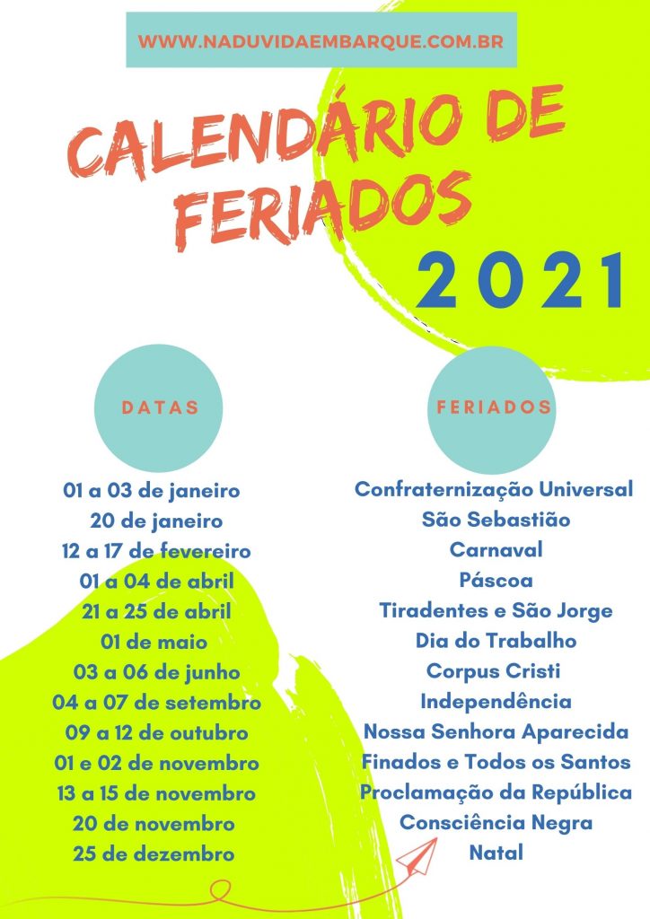 feriados em 2021